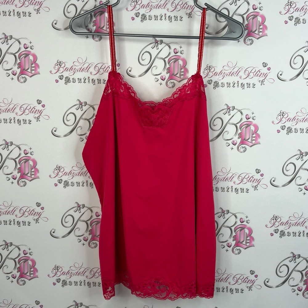 Rickiβs tank top cami bright Lacie floral Elegant Red Lace Trim Camisole - Picture 1 of 8